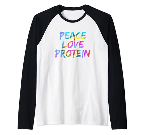 Paz Amor Proteína Fitness Entrenamiento Decir Deporte Camiseta Manga Raglan