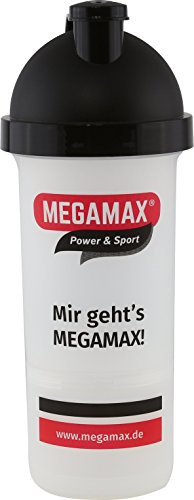 Mezclador Megamax [batidora de proteínas] para batidos a prueba de fugas, botella para batidos de proteínas y para entrenamiento de fuerza, culturismo y fitness, vaso mezclador con tapón de rosca en