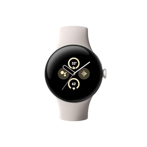Pixel Watch 2 – Lo mejor de y Fitbit – Monitor de frecuencia cardíaca, gestión del estrés, funciones de seguridad – Android – Carcasa de aluminio en plata pulida – Brazalete deportivo en Porcelain –