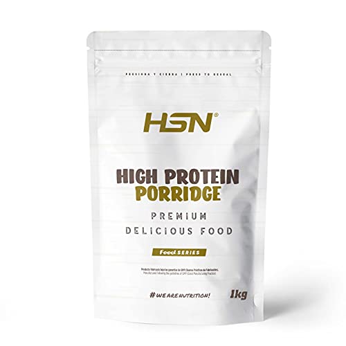 Gachas de Avena Proteicas de HSN | Sabor Natural 1 Kg = 20 Tomas | Porridge Proteico de Avena Integral y Proteína de Suero | Fácil y Rápido de Preparar | Bajo en Azúcar | Apto Vegetariano