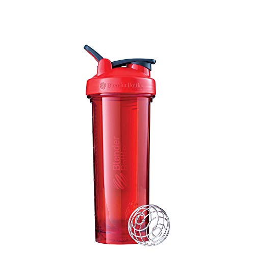 BlenderBottle Pro24 - Botella de agua, Botella mezcladora de batidos de proteínas, con batidor Blenderball, libre de BPA, 710ml - rojo