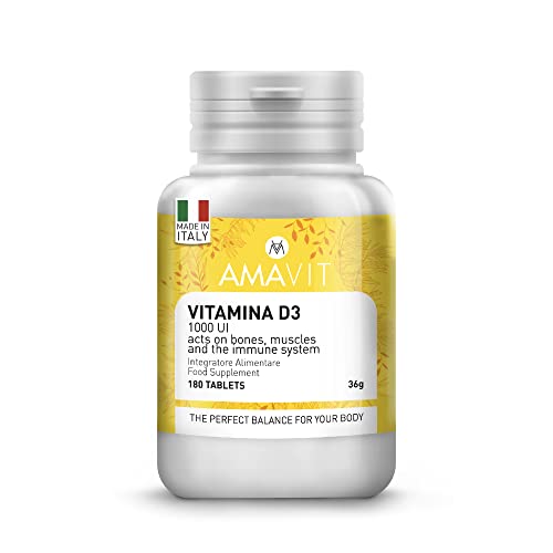 Vitamina D3 Natural Pura [Fácil de Tragar] Suplemento Vitamina D 1000 UI para las Defensas Inmunitarias y los Huesos - Colecalciferol de Alta Absorción - Vitamin D 180 Tabletas sin Gluten/Lactosa