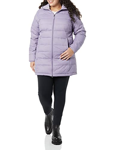 Amazon Essentials Abrigo acolchado ligero y resistente al agua con capucha (disponible en tallas grandes) Mujer, UVA, L