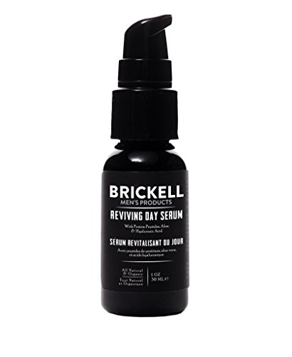 Brickell Men's Suero antienvejecimiento de ácido hialurónico para rostro, suero natural y orgánico con vitamina C, péptidos de proteínas para restaurar la firmeza y estimular el colágeno,30ml