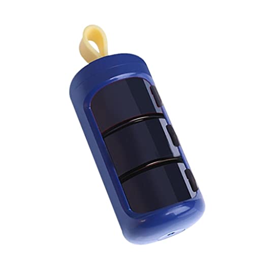 Ioensy - Caja de almacenamiento portátil con 3 compartimentos para complementos alimenticios, diseño innovador con tapa deslizante, color azul