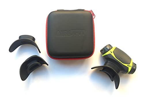 Airofit Active Sparset con entrenador de respiración, funda rígida y dos boquillas de repuesto, entrena y fortalece los músculos respiratorios, aumenta el rendimiento físico (blanco)
