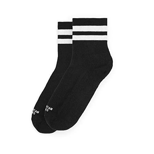 American Socks Back in Black - Ankle High -Calcetines Tobilleros de Deporte con rayas. Calcetines Bajos Clásicos Old School,Vintage para Running, Ciclismo, Bicicleta, Crossfit, Skateboard o Gimnasio.