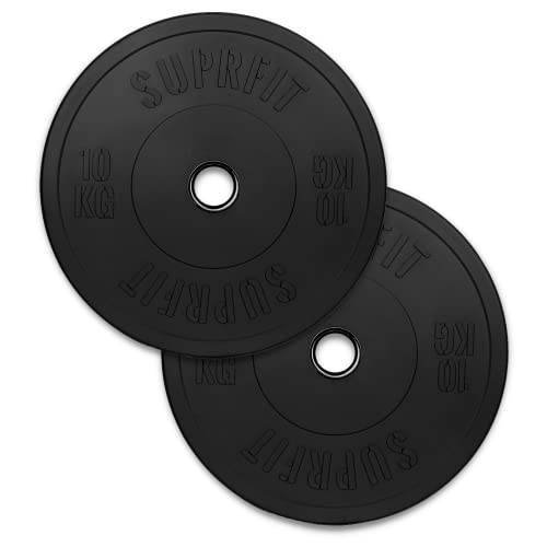 SUPRFIT - Discos de pesas de goma, 1 x 25 kg, placas de protección prémium para fitness, color negro, discos de peso de granulado de goma, 25 kg de diámetro de 50 mm para entrenamiento con pesas