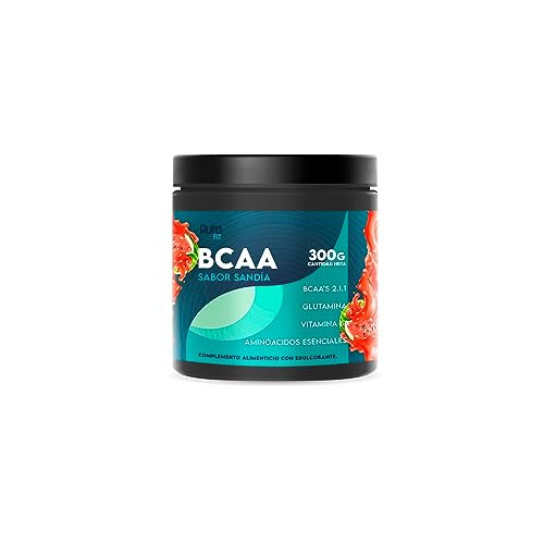 BCAA Polvo Pre Entrenamiento | Aminoácidos 2:1:1 - Glutamina - Vitamina B6 | Complemento para deportistas | Reduce catabolismo Muscular | Sabor Sandía | 300gr