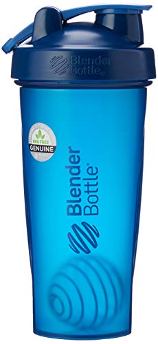 BlenderBottle Classic Loop - Botella Mezcladora de Batidos de proteínas con batidor Blenderball, Azul Marino (Navy), 940ml