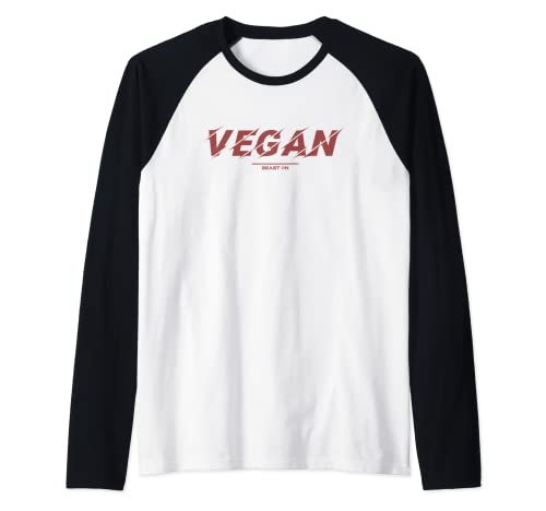 Vegano Rojo Culturista Vegetariano Gimnasio Fitness Nutrición Camiseta Manga Raglan