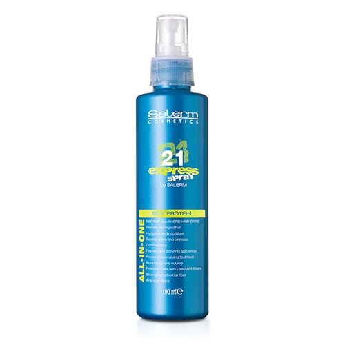 SALERM - Mascarilla sin Aclarado - 21 Express Spray - 190 ml - con Proteína de Seda - Repara el Pelo Dañado - Hidrata el Cabello - con Protector Térmico para el Pelo - Frizz Control