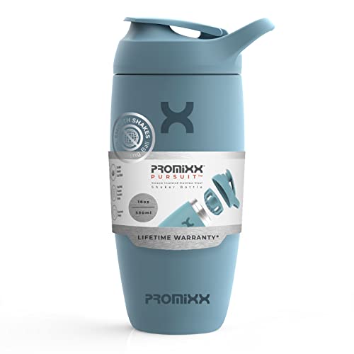 Promixx Botella de coctelera – Copa de proteína premium para batidos suplementarios – Fácil de limpiar, taza de acero inoxidable (550 ml/18 onzas, Azul Océano)