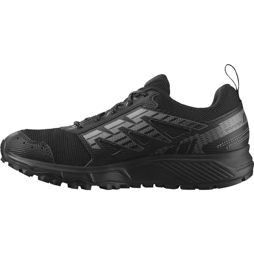 Salomon Wander Zapatillas de Trail Running para Hombre, A punto para el aire libre, Comodidad mullida, Sujeción del pie segura, Black, 47 1/3