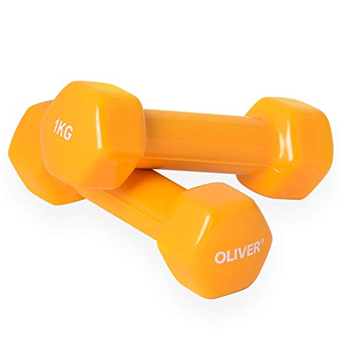 Oliver - Mancuernas con Revestimiento de Vinilo Naranja Naranja Talla:2 x 1,0 kg