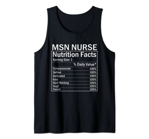 Acción de Gracias Navidad Funny MSN Nurse Información nutricional Etiqueta Camiseta sin Mangas