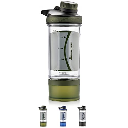 Proteína Shaker 500 ml - Botella sin BPA con Colador - Recipiente para Complementos - Tamiz - Entrenamiento Gym Fitness - para Batidos de Proteínas (500 ml, Green)