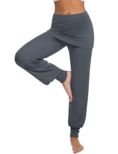 Terecey Pantalones Yoga Mujer con Falda Pantalones Bombachos Mujer Casuales de Cintura Pantalones Deportivos Mujer para Yoga Pilates y Ejercicio
