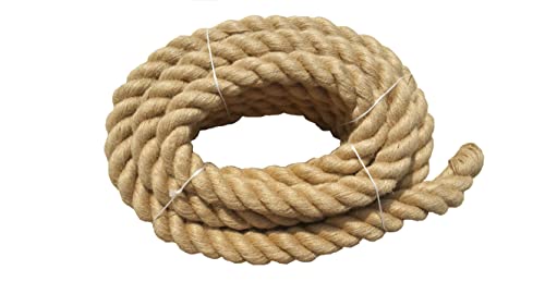 NiroSport Cuerda de cáñamo de 30 mm de diámetro 05 7 m de longitud cuerda de yute trenzada cuerda de yute gruesa como decoración cuerda para rascador cuerda de jardín con elemento de fijación