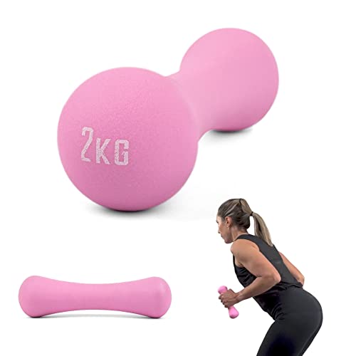 Phoenix Fitness RY1558 - Mancuernas de neopreno para ejercicio en casa, hombres, mujeres y niños, pesas de mano para pilates, se venden como individuales, 2 kg, color rosa