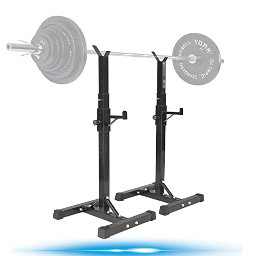 soporte para barras de pesas, rack musculación, soporte pesas, altura ajustable (105-160cm), carga máxima 200 KG, estructura de acero (YD235015_01)