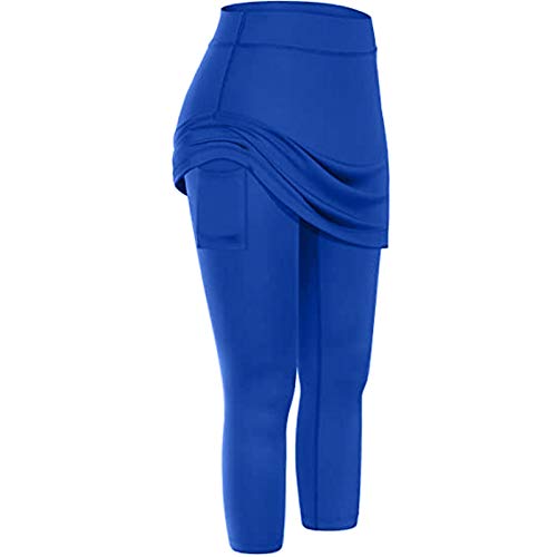 SHOBDW Pantalones Cortos de Tenis Deportivos de Ocio para Mujer Pantalones de Yoga de Caderas de Color Puro Pantalones Deportivos para Correr Falda de Golf para Mujer(Azul,S)