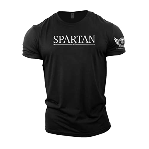GYMTIER Spartan - Camiseta de gimnasio para hombre, para culturismo y levantamiento de pesas, Negro, 4XL