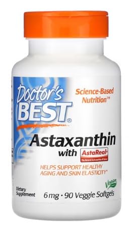 Doctor's Best Astaxantina con AstaPure 6mg - Suplemento de Astaxantina de Calidad, 90 Cápsulas Blandas Vegetarianas