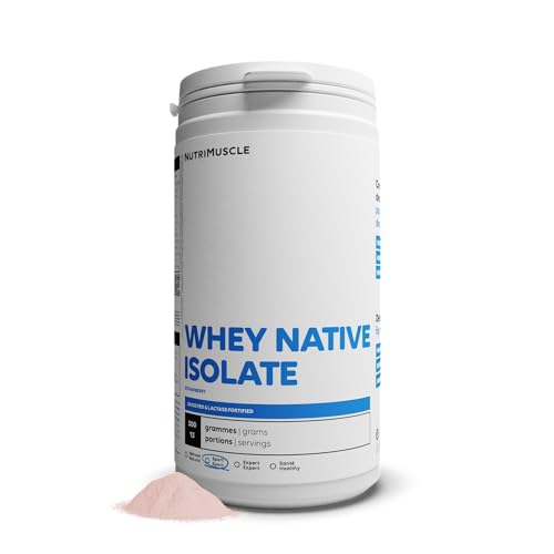 Aislado de Whey Nativo Easy Shake | Proteína de Suero en Polvo extraproteinada (85,5%) • 100% Puro • Mezcla Fácil • Creación muscular • Musculación/Fitness | Nutrimuscle | Aroma Natural Fresa - 500 g