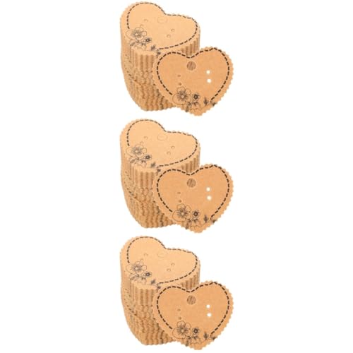 Operitacx 300 Piezas Soporte de papel para pendientes de corazón joyas de corazon pendientes retro tarjetas de exhibición de tobilleras colgando tarjetas de pendientes en forma de corazon