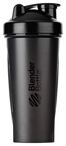 BlenderBottle Classic Botella de agua | Botella mezcladora de batidos de proteínas | con batidor Blenderball | libre de BPA | 820ml, Negro