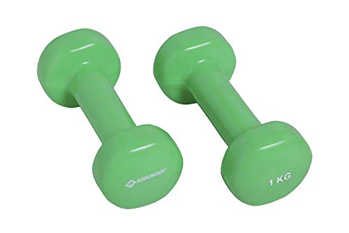 Schildkröt Set de 2 Mancuernas de Vinilo Fitness 1,0 kg, Gris, Verde, 960205