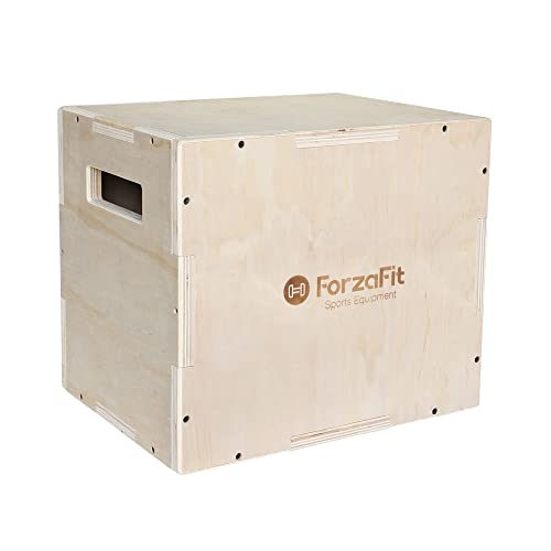 ForzaFit Plyo Box Madera 40 x 30 x 35 cm – Caja de entrenamiento 3 en 1 para entrenamiento pliométrico de fuerza rápida