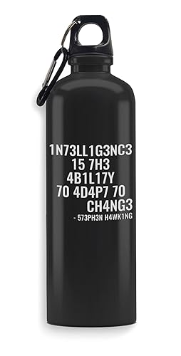Intelligence is The Ability to Adapt to Change Physics - Botella de agua de acero inoxidable grabada, deportiva, a prueba de fugas, gran capacidad