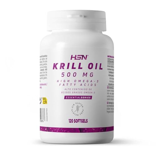 Krill Oil de HSN | 120 Perlas | 1000mg Puro Aceite de Krill Antártico por Dosis Diaria | Fuente de Omega 3 (DHA, EPA) | Con Astaxantina y Fosfolípidos | No-GMO, Sin Gluten ni Lactosa