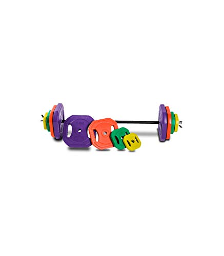 Riscko Set de pesas Barra Pump con Barra y Discos de Colores para Entrenar en Casa, Pesas y Mancuernas Profesionales para Gimnasio con Discos (40 kilos)