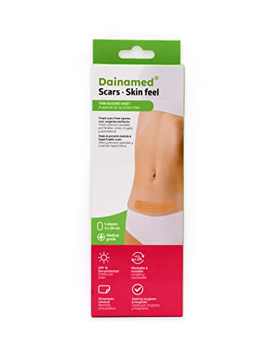 Dainamed Skin feel - Reductor de Cicatrices - 5 Parches o Apósitos de Silicona para Prevenir y Reducir Cicatrices Hipertróficas o Queloides 4x30cm. 5 Unidades.