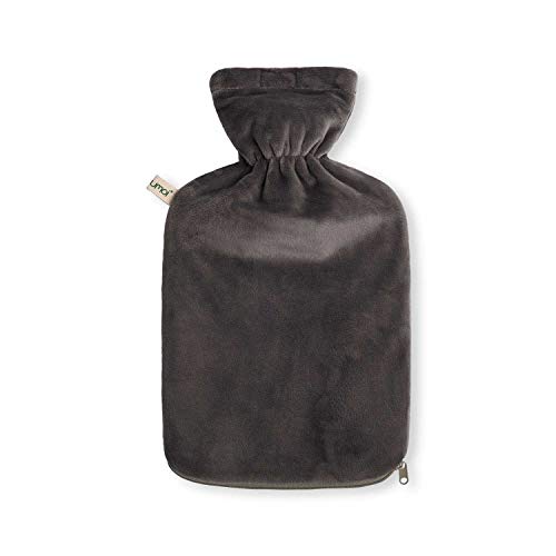 Bolsa de agua caliente con suave cubierta de vellón con forro adicional y cremallera, nuevo Modelo, gris