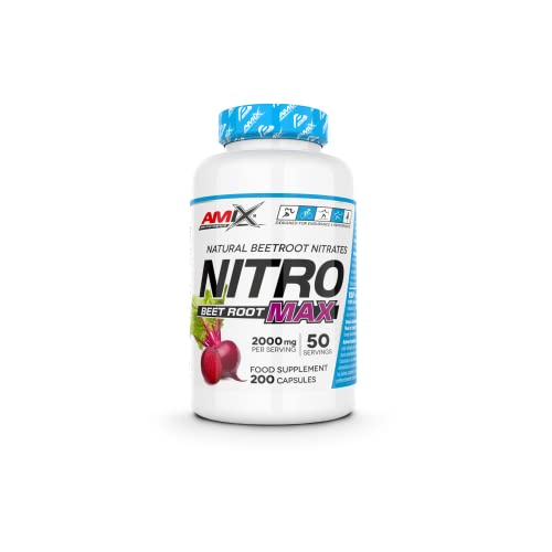 AMIX – Nitro Beet Root MaX- 200 Caps- Nitratos de remolacha -contribuye a mejorar el rendimiento físico- ideal para deportes de resistencia-con cápsulas vegetales Vcaps®