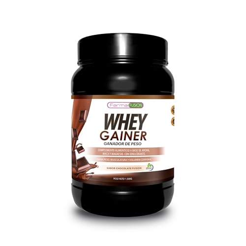 Farma Fusion Whey Gainer | Alto contenido en Hidratos de Carbono | Con Proteína Whey, Magnesio, Harina de Avena y Maca | Sabor chocolate | 1,5kg