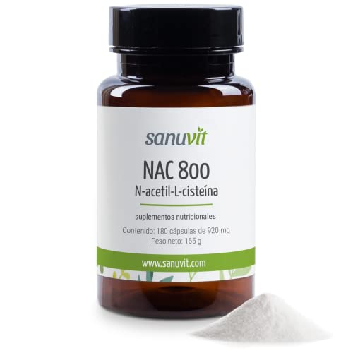 Sanuvit® NAC - N-Acetil L-Cisteína 180 cápsulas con 800 mg cada una | Alta biodisponibilidad y tolerancia | Vegano