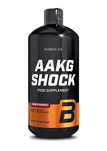 BioTechUSA AAKG Shock | Fórmula líquida pre-entrenamiento | con altas dosis de AAKG y magnesio | Combate la fatiga | 2280mg AAKG | 1000 ml | Cereza