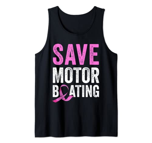 Guardar ropa de cinta rosa de barco motor, mujeres de cáncer de mama Camiseta sin Mangas