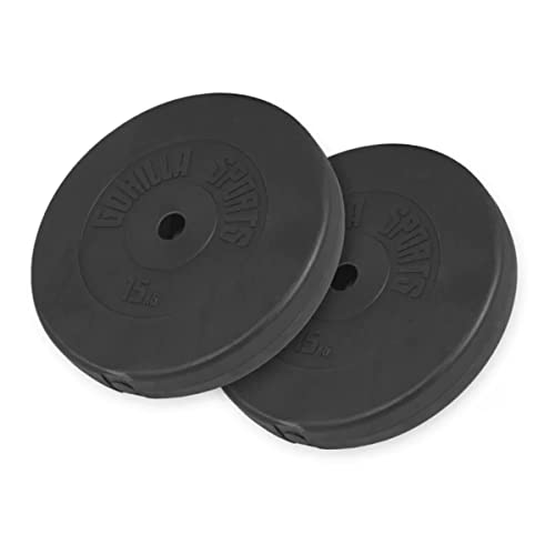 GORILLA SPORTS® - Juego de discos de pesas vinilo 30 Kg - 2x15 Kg Díametro 30/31 mm