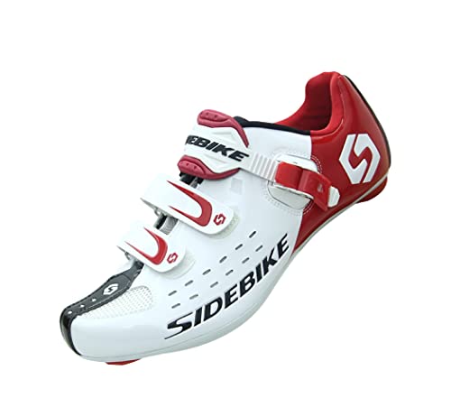 Zapatos de Ciclismo para Bicicleta de Carretera Transpirable Zapatos de Bicicleta Spinning Hombre/Mujer, Color blanco., 45 EU