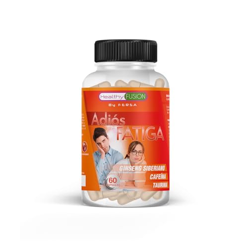 Healthy Fusion Adiós Fatiga | Efectiva Fórmula Energizante y Antifatiga | Eleuterococo + Taurina + Cafeína | Estimulante 100% natural | Mejora y potencia el rendimiento muscular | 60 cápsulas