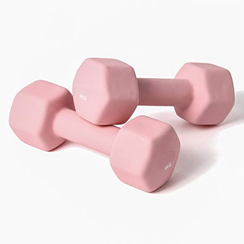 ZTJ-Lighting Juego de mancuernas de hierro fundido, de goma hexagonal, de color para mujeres y hombres, 1,5 kg, 2 kg, 3 kg, 4 kg, juego de mancuernas, elige peso, rosa, 1,5 kg x 2