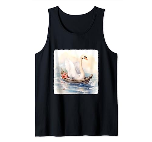 Cisne montando un bote de remos. concepto de cisne usando bote de paleta Camiseta sin Mangas