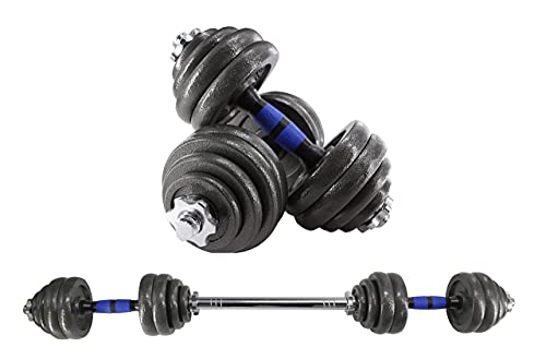 Mancuernas Ajustables - Pesas y Mancuernas de Hierro Fundido - Conjunto de Pesas, Barra y Discos - 2 En 1 de Dumbbell - Ejercicios de Gimnasio Doméstico (Mancuerna negro 30KG)