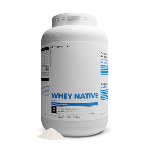Whey Nativo 100% Puro | Proteína de Suero en Polvo • Baja en Lactosa • 80% de Proteínas • Creación muscular • Musculación/Fitness | Nutrimuscle | Natural - 1,2 kg